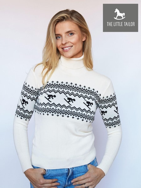 שמנת - The Little Tailor Ladies Slim Fit Ski Design Knitted Christmas Jumper (N65202) | ‏347‏₪