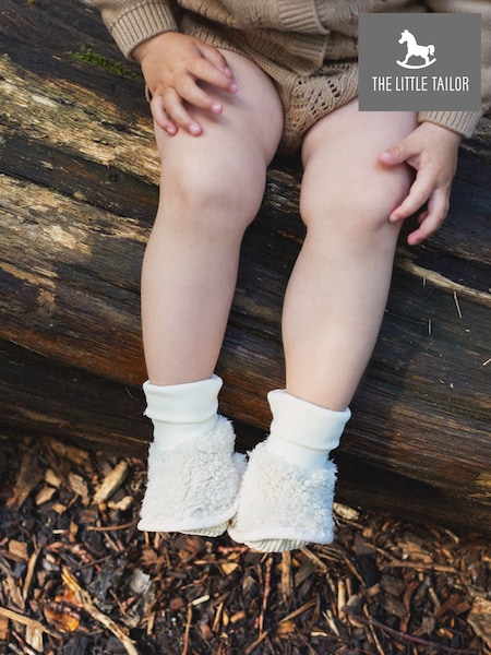 שמנת - The Little Tailor Plush Lined Sherpa Fleece Baby Booties (N65207) | ‏80‏₪