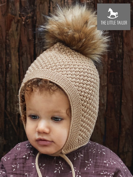 Marrón claro - The Little Tailor Baby Pom Pom Textured Knitted 100% Cotton Hat (N65210) | 24 €