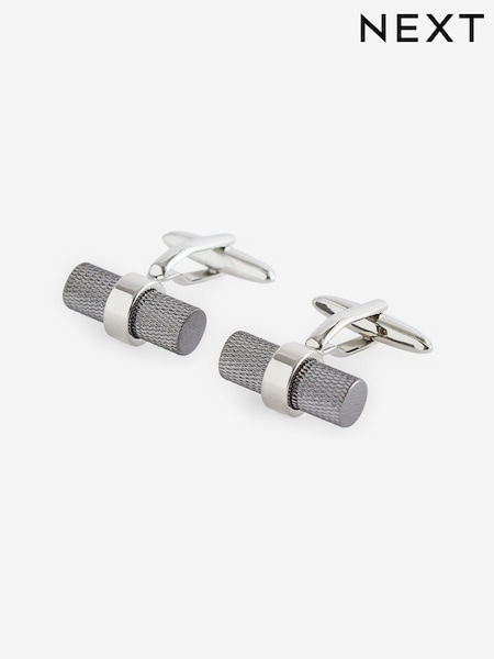 Gun Metal Textured Barrell Cufflink (N65341) | 75 zł