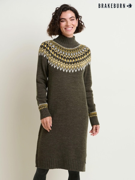 Brakeburn Green Roll Neck Knitted Dress (N65583) | €46