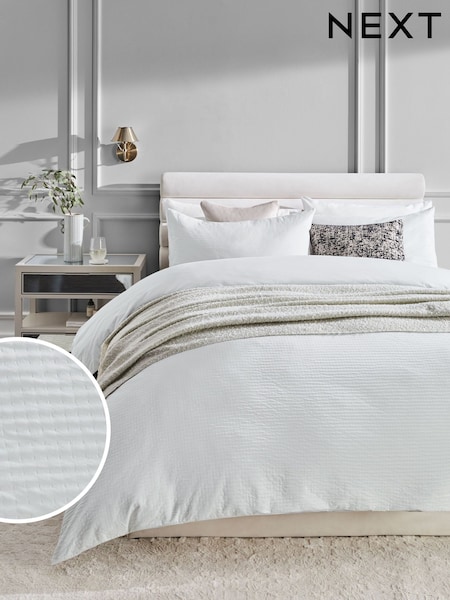 White Crinkle Gauze 300 Thread Count 100% Cotton Duvet Cover and Pillowcase Set (N65862) | €34 - €54
