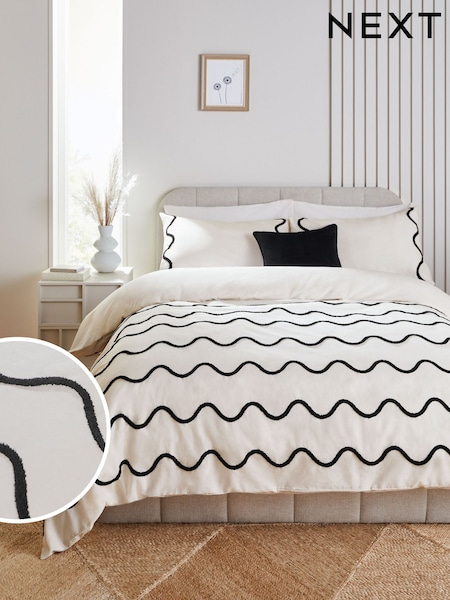 Monochrome Tufted Wave 100% Cotton Duvet Cover and Pillowcase Set (N65863) | 195 SAR - 361 SAR