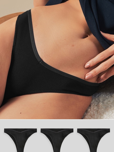 Black Brazilian Cotton Rib Knickers 3 Pack (N65879) | $15