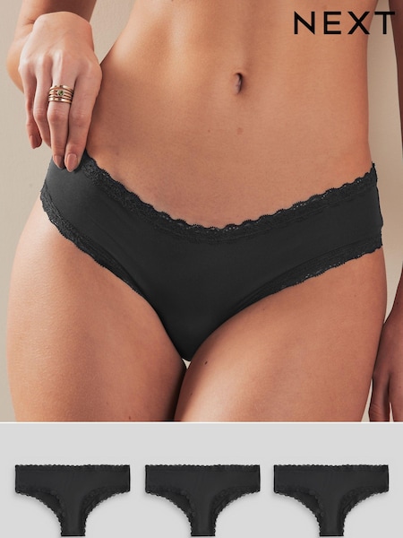 Black Hipster Knickers 3 Pack (N65886) | €13