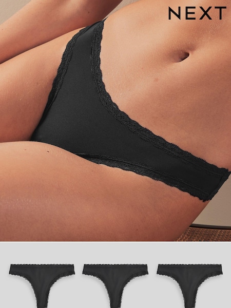 Black Thong Knickers 3 Pack (N65892) | €14.50