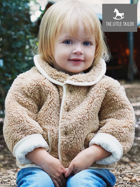 Natural - The Little Tailor Baby Quilted Reversible Plush Lined Sherpa Fleece Jacket (N65893) | 187 LEI