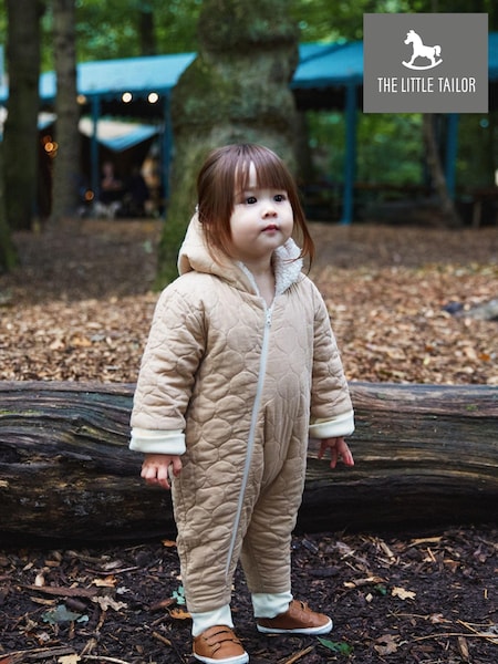 Cream - The Little Tailor Costum întreg matlasat reversibil din fleece sherpa confortabil pentru bebeluși (N65898) | 187 LEI