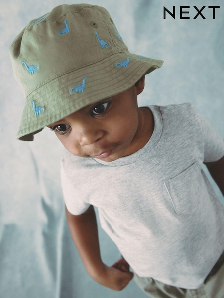 Modra in zelena z dinozavri - Bucket Hat (3mths-10yrs) (N66086) | € 6 - € 8