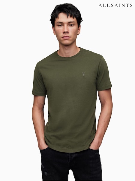 AllSaints Green 100% Cotton Brace Crew T-Shirt (N66126) | AED204