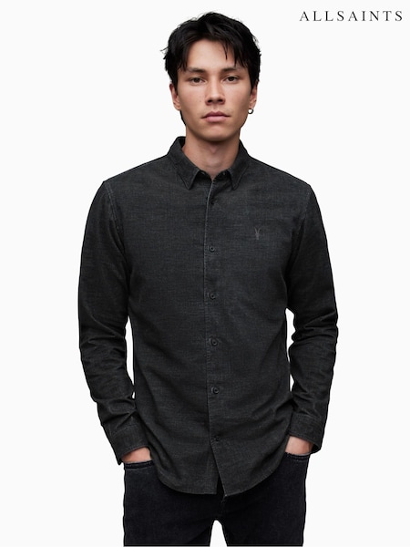 AllSaints Black Long Sleeve Lorella 100% Cotton Shirt (N66134) | 196 QAR