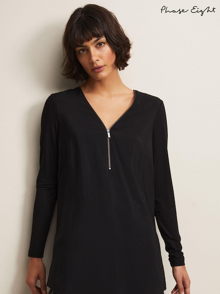 Phase Eight Black Longline Alaina Zip Detail Tunic (N66177) | €60