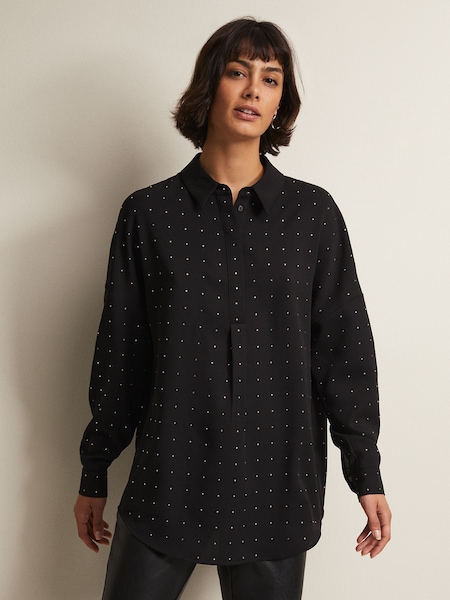 Phase Eight Black Embellished Elowen Longline Blouse (N66206) | €56