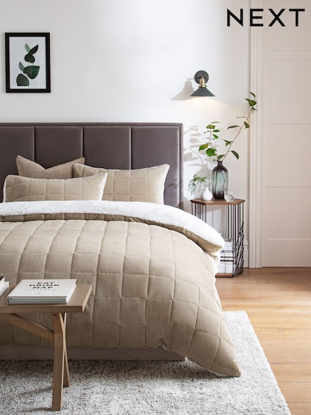 Brooklyn Quilted Velvet Duvet Cover and Pillowcase Set (N66336) | €35 - €58