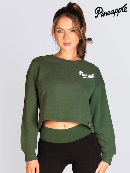 Pineapple Green Logo Womens Midi Crop Sweater (N66415) | €21