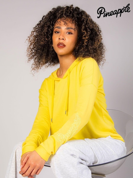 Pineapple Yellow Dip Hem Hoodie (N66426) | 84 QAR