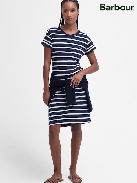 Barbour® Navy/White 100% Cotton Otterburn Stripe Dress (N66604) | €46