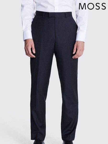 MOSS Blue Regular Fit Twill Trousers (N66683) | €186