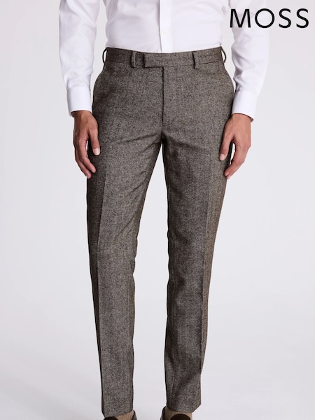 MOSS Brown Slim Fit Tweed Trousers (N66692) | €129