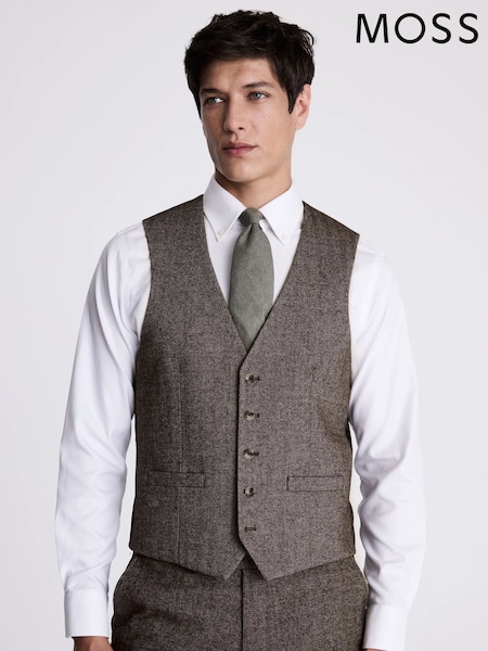 MOSS Brown Slim Fit Tweed Waistcoat (N66700) | €119