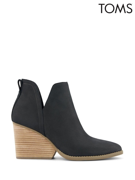 TOMS Eliza Cut Out Black Boots In Nubuck Leather (N66753) | €84