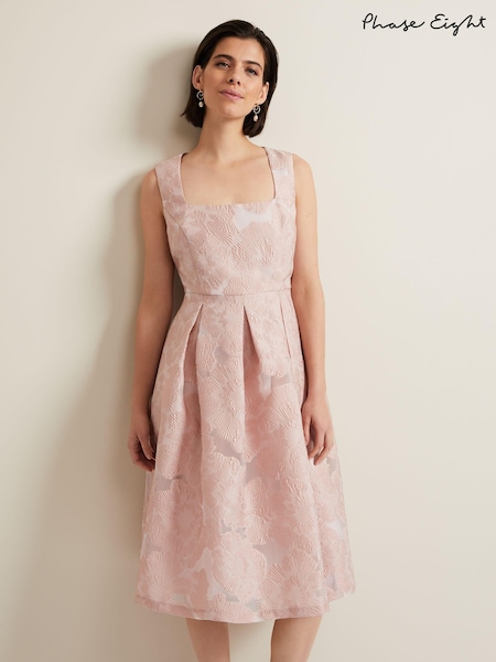 Phase Eight Pink Jacquard Fit Jacesta And Flare Dress (N67046) | €61
