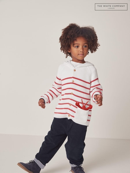 The White Company Cotton Stripe Lobster Pocket White Cardigan (N67448) | € 24 - € 25