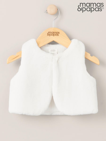 Mamas & Papas Cream Faux Fur Gilet (N67498) | CHF 57