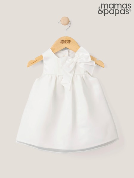 Mamas & Papas Organza Bow White Dress (N67517) | ‏226‏₪