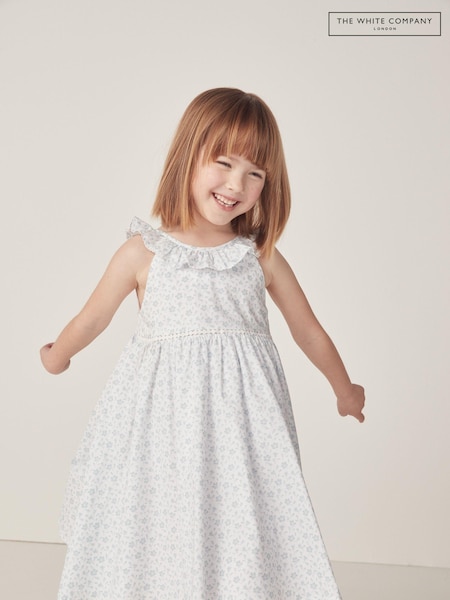 The White Company Blue Margot Floral 100% Cotton Swing Dress (N67656) | €20 - €21.50
