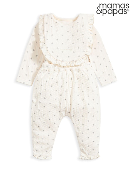 Mamas & Papas Ditsy First White Outfit Set 3 Piece (N67713) | 89 LEI