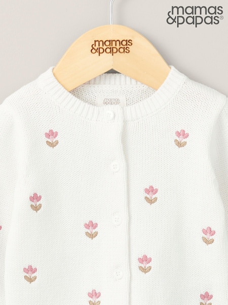 Mamas & Papas 100% Cotton Embroidered Knit White Cardigan (N67719) | € 33