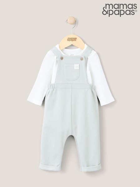 Mamas & Papas Green 2 Piece Sweat Dungaree Set (N67724) | € 33