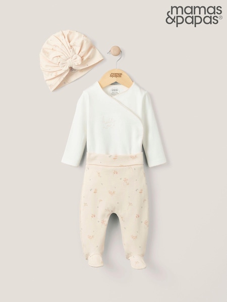 Mamas & Papas Pink 3 Piece Floral My First Outfit 100% Cotton Set (N67731) | € 27