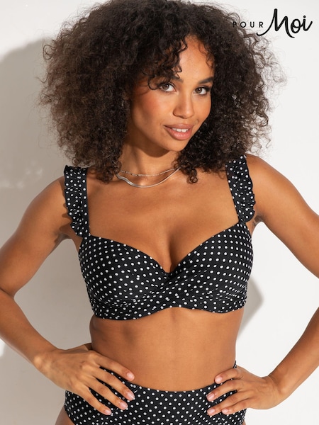 Pour Moi Black Padded Sicily Longline Underwired Bikini Top (N67884) | €49