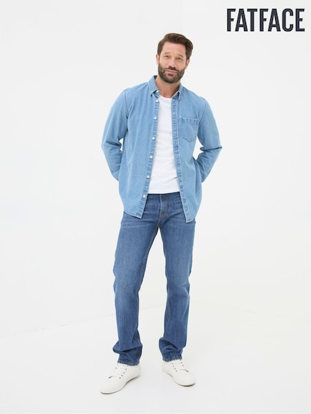 Stone Wash Blue - Fatface Straight Fit Jeans (N68903) | 370 zł