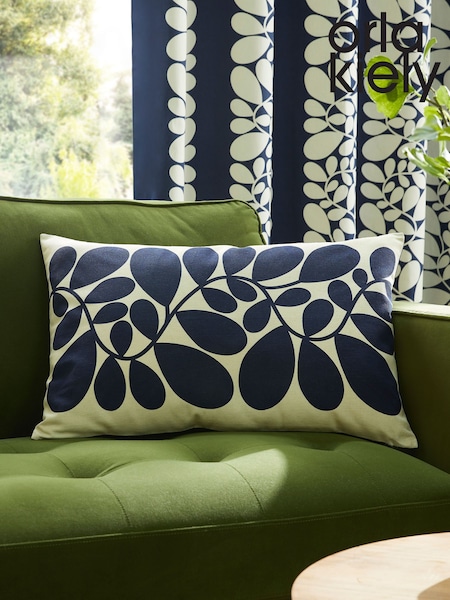 Orla Kiely Space Blue/Olive Green Sycamore Stripe Feather Filled 100% Cotton Cushion (N68920) | 247 QAR