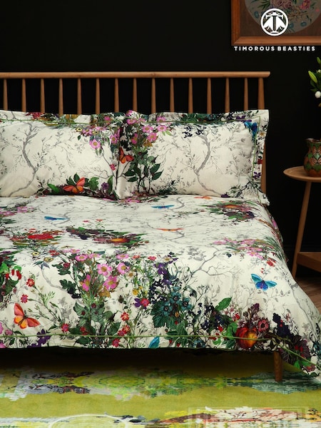Timorous Beasties Set of 2 Dove Bloomsbury Garden 100% Cotton Pillowcases (N68921) | €46