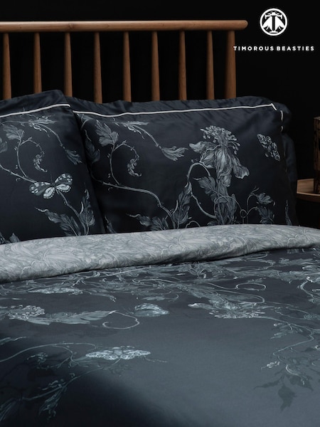 Timorous Beasties Set of 2 Navy Tendril Spill 100% Cotton Pillowcases (N68959) | $60
