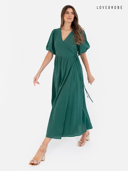 Lovedrobe Green Wrap Dress With Puff Sleeve (N68961) | €31