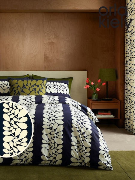 Orla Kiely Space Blue 100% Cotton Sycamore Stripe Duvet Cover And Pillowcase Set (N68975) | €66 - €119