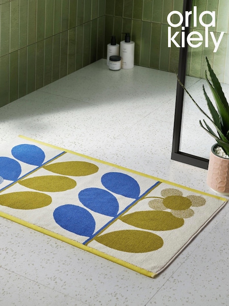 Orla Kiely Blue Fawn Stem Bloom Duo 100% Cotton Hand Towel (N68978) | ₪75 - ₪80