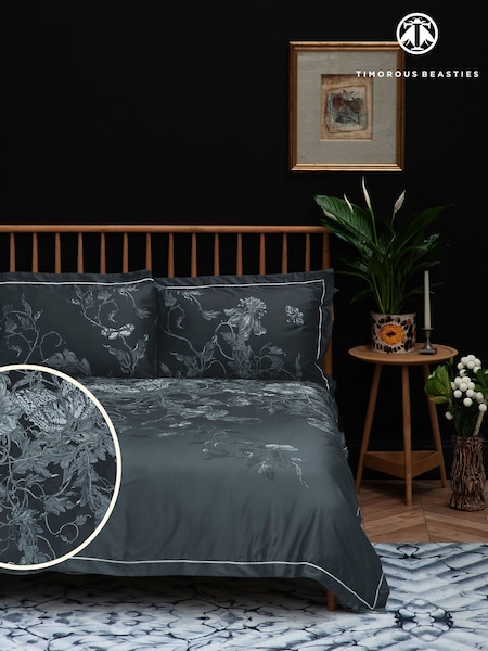 Timorous Beasties Navy 100% Cotton Tendril Spill Duvet Cover and Pillowcase Set (N68979) | $154 - $248