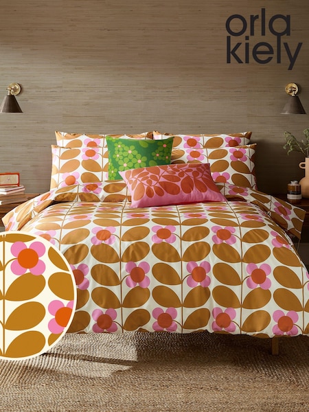 Orla Kiely Saffron 100% Cotton Stem Bloom Duvet Cover and Pillowcase Set (N69010) | €68 - €122