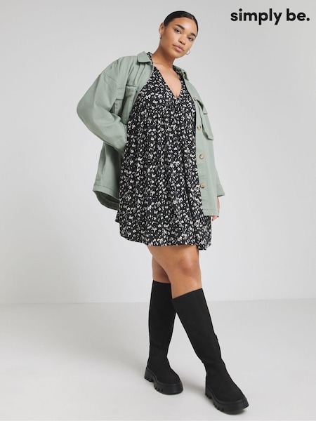 Simply Be Black Supersoft Smock Dress (N69076) | €15.50