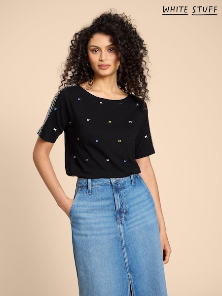 White Stuff Black Embroidered Winnie Top (N69080) | €30