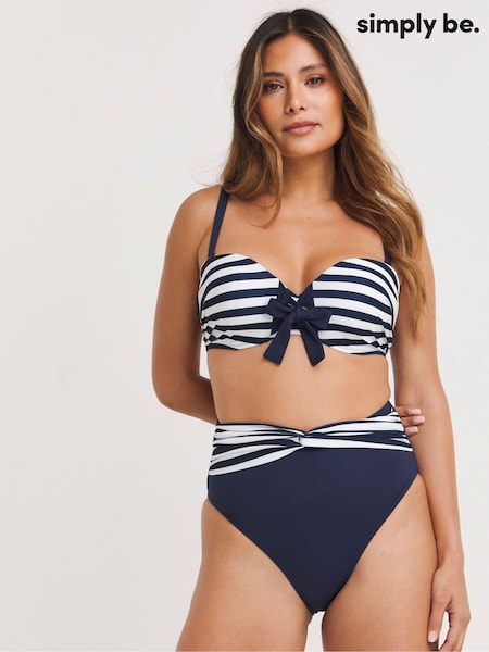 مقلم أزرق/أبيض - Simply Be Magisculpt Twist Front High Waist Bikini Briefs (N69091) | ‏73 د.إ.‏