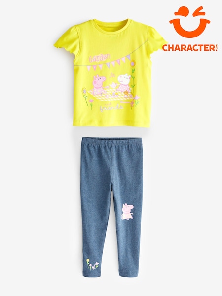 Character Yellow Peppa Pig 100% Cotton T-Shirt and Leggings Set (N69169) | AED55