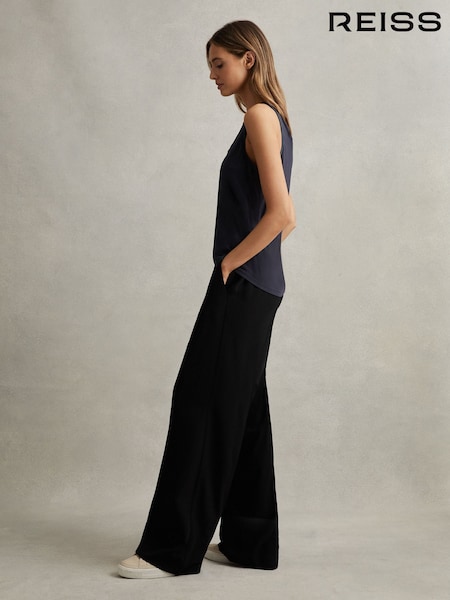 Reiss Black Eden Petite Half-Elasticated Wide Leg Trousers (N69204) | €185