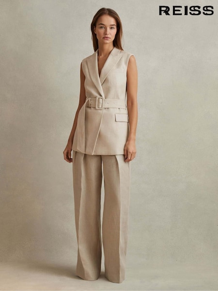 Reiss Cassie Linen Belted Waistcoat (N69358) | 1,634 LEI